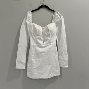 Nat & Liv Regina Dress White Size‎ Medium Corset Long Sleeve Mini Dress